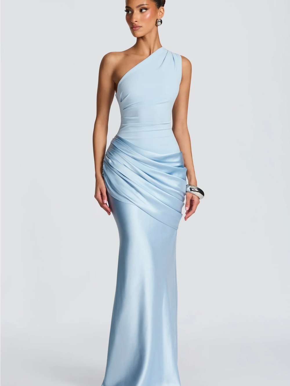 Baby Boo One-Shoulder Light Blue Evening Gown